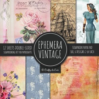 Ephemera Vintage Scrapbook Paper Pad 8x8 Scrapbooking Kit for Papercrafts, Cardmaking, DIY Crafts, Old Retro Theme, Decoupage De