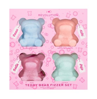 I Heart Revolution Teddy Bear koupelová bomba Beau 50 g + koupelová bomba Kiki 50 g Necratine Blossom + koupelová bomba Bella 50 g Rose + koupelová bomba Jojo 50 g Citrus
