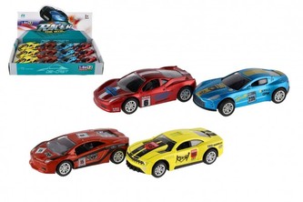 Auto závodní kov/plast 8,5cm na zpětné natažení 4 barvy  (1 ks)