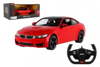 Auto RC BMW M4 Coupe červené plast 32cm 2,4GHz na dálk. ovládání na baterie v krabici 44x18x23cm