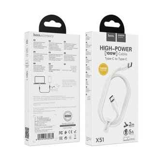 Datový kabel HOCO X51 USB Typ C - USB Typ C, 100W/5A Output, 2M barva bílá