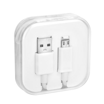 Datový kabel USB A na Micro USB, délka 1m, barva bílá BOX