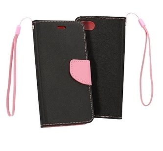 Pouzdro FANCY Diary iPhone XR (6,1) barva černá/růžová
