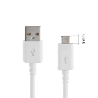 Datový kabel USB A na Micro USB, délka 1m, barva bílá (8mm konektor)