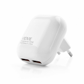 Cestovní nabíječ VIDVIE (PLE218) 2xUSB FC 2,4A + kabel Lightning, barva bílá