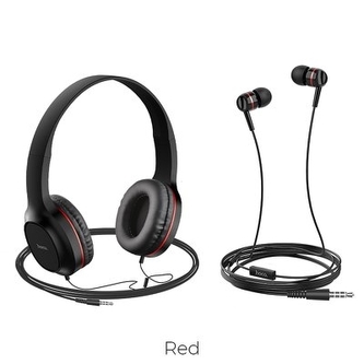 Bluetooth Sluchátka + HF HOCO W24, 3,5mm Jack, barva červená