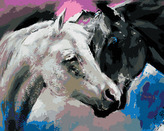 Malování podle čísel - ČERNÝ A BÍLÝ KŮŇ - 80x100 cm, bez rámu a bez vypnutí plátna