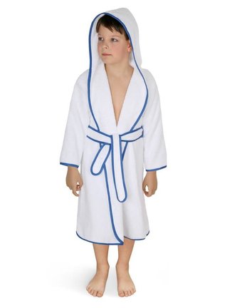 Froté župan - bílý s modrou stuhou - vel. 3 - 5 let