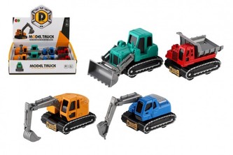 Auto stavební mini kov/plast 6-9cm na zpětné natažení 4 druhy - 1 kus