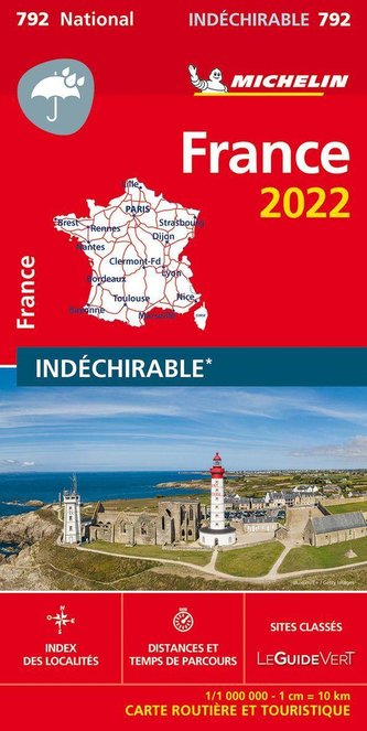 Michelin Frankreich 2022 (widerstandsfähig). Straßen- und Tourismuskarte 1:1.000.000