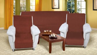 Souprava Korall micro 3+1+1 - hnědá - 1x150x200+2x65x150