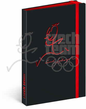 Notes Český olympijský tým, černočervený, linkovaný, 13 x 21 cm