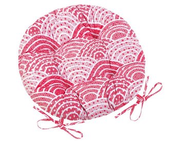 Sedák Adéla prošívaný kulatý - červenobílý orient - průměr 40 cm