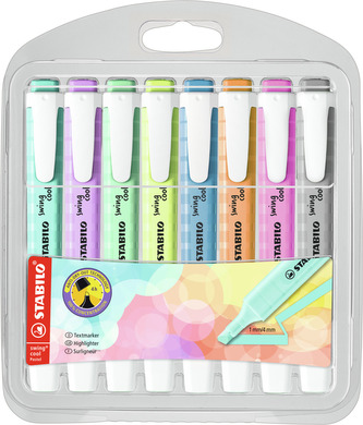 Zvýrazňovač - STABILO swing cool Pastel - 8 ks balení - 8 různých barev