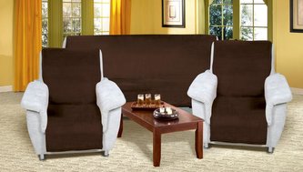 Souprava Korall micro 3+1+1 - tm hnědá - 1x150x200+2x65x150