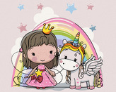 Malování podle čísel - PRINCEZNA A JEDNOROŽEC - 80x100 cm, bez rámu a bez vypnutí plátna