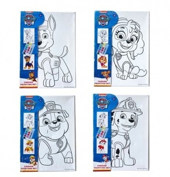 Malířské plátno s předt. obrázkem Paw Patrol/Tlapková patrola s barvami se štětcem 4 druhy ve fólii / 1kus