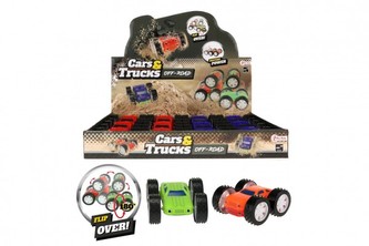Auto OFF-ROAD otáčecí plast 10x9cm na setrvačník 2 barvy 12ks v boxe