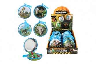 Peněženka na klíče dinosaurus kov/plast 8cm 2 barvy 12ks v boxu