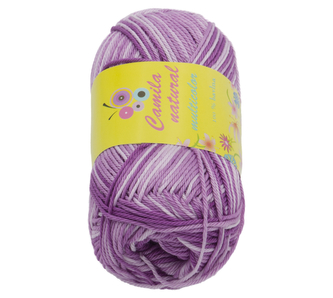 Příze CAMILA multicolor - bílá, fialová - 50g / 125 m