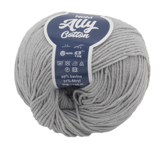 Příze ALLY cotton - světle šedá - 50g / 140 m