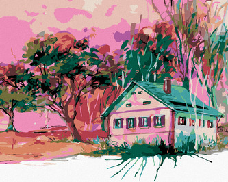 Malování podle čísel - DOMEK V BAVORSKÉ VESNIČCE - 80x100 cm, vypnuté plátno na rám