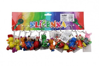 Přívěšek na klíče/Klíčenka dřevěné zvířátko dřevo/kov 10cm mix druhů (1 ks)