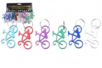 Přívěšek na klíče/Klíčenka kolo otvírák kov 7cm 6 barev 12ks na kartě