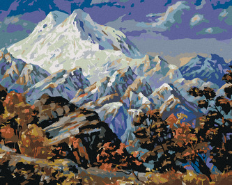 Malování podle čísel - POHLED NA HORU ELBRUS - 80x100 cm, vypnuté plátno na rám