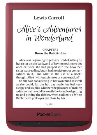 POCKETBOOK e-book reader 628 Touch Lux 5 INK/ 8GB/ 6"/ Wi-Fi/ micro USB/ čeština/ červený