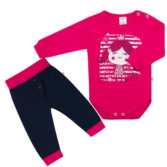 2-dílná bavlněná souprava New Baby Funny růžovo-modrá - velikost 80 (9-12m)