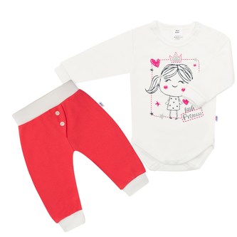 2-dílná bavlněná souprava New Baby Funny smetanovo-růžová - velikost 80 (9-12m)