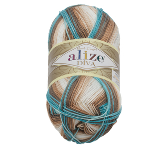 Příze DIVA BATIK - bílá, béžová, tyrkysová - 100g / 350 m