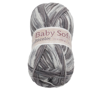 Příze BABY SOFT multicolor - bílá, šedá - 100g / 360 m