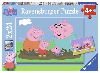 Ravensburger Puzzle Prasátko Peppa - Šťastná rodina 2x24 dílků