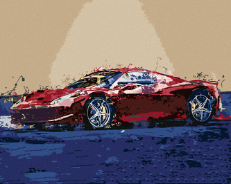 Malování podle čísel - ČERVENÉ ABSTRAKTNÍ AUTO FERRARI - 40x50 cm, vypnuté plátno na rám