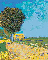 Malování podle čísel - ALEJ V ARLES S DOMY (VINCENT VAN GOGH) - 40x50 cm, bez rámu a bez vypnutí plátna