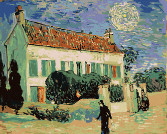 Malování podle čísel - BÍLÝ DŮM V NOCI (VINCENT VAN GOGH) - 40x50 cm, bez rámu a bez vypnutí plátna