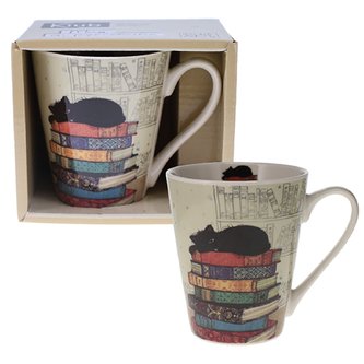 Hrnek BUG ART KIUB 350 ml - Kočka na knihách