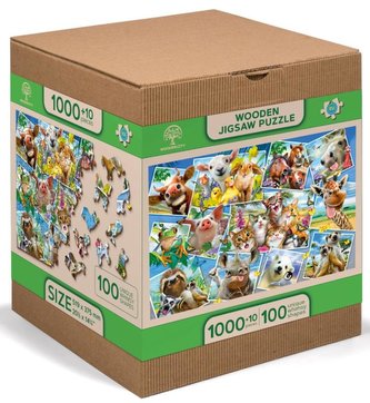 Wooden City Puzzle Zvířecí pohlednice 1010 dílků, dřevěné Wooden City Puzzle Zvířecí pohlednice 1010 dílků, dřevěné