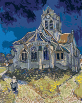 Malování podle čísel - KOSTEL V AUVERS (VINCENT VAN GOGH) - 40x50 cm, vypnuté plátno na rám