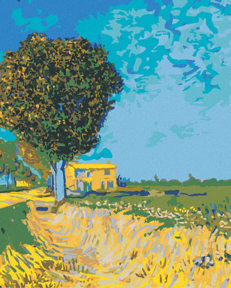 Malování podle čísel - ALEJ V ARLES S DOMY (VINCENT VAN GOGH) - 80x100 cm, vypnuté plátno na rám