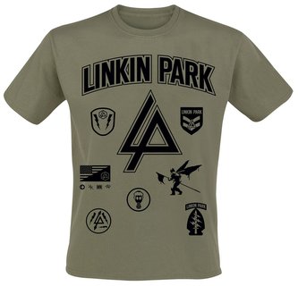 Pánské tričko Linkin Park: Patches (L) zelená bavlna