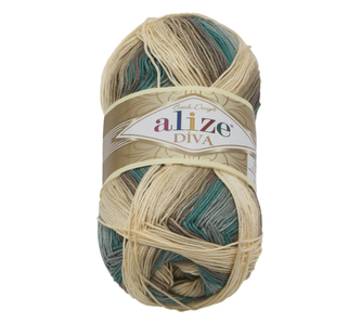 Příze DIVA BATIK - bílá, béžová, modrá - 100g / 350 m