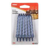 Svíčka dortová 8cm 12ks + držáky  PARTY modrá/oranžová