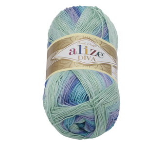 Příze DIVA BATIK - modrá, tyrkysová - 100g / 350 m