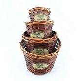 Obal květináče proutěný kulatý HOME sada 4ks hnědá