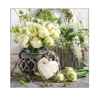 Ubrousky 3-vrstvé 20 ks BÍLÉ TULIPÁNY