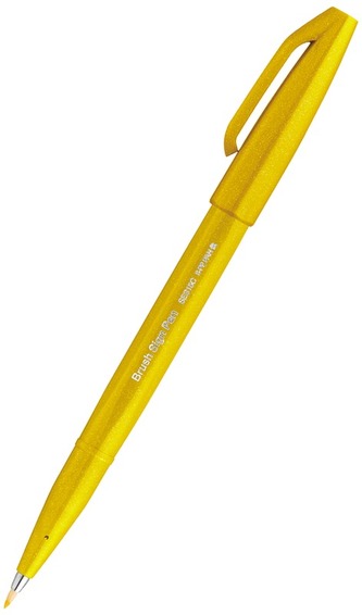 Popisovač Pentel Touch Brush - žlutý
