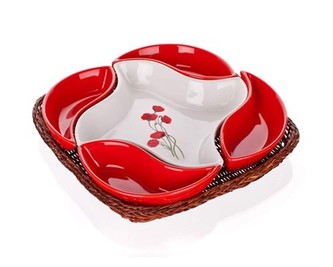 Misky v košíku RED POPPY 5 dílů